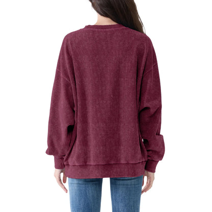 Oversized Waffle Sweatshirt Cotton Pullover