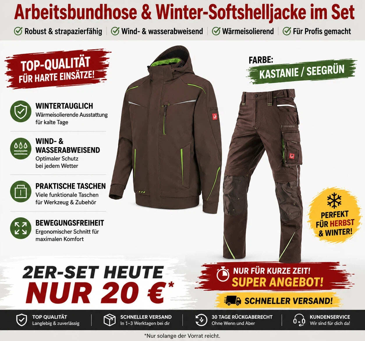 Offizieller Markenshop-Softshelljacke x Bundhose Set