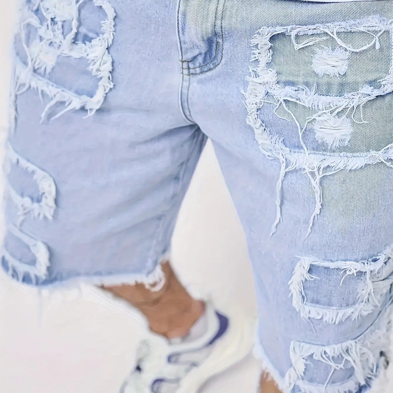 ⚡FINAL SALE⚡Raw Hem Denim Shorts with Rips – Edgy Urban Casual Warm-Weather Essential