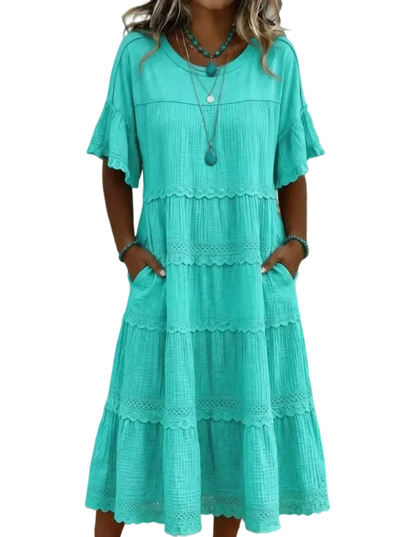 🔥Cool & breathable fabric🍃Women's Vintage Patchwork Lace Dress.