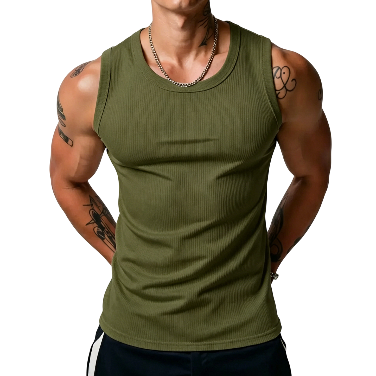 💝💝Men's Wide Strap Ribbed Tank Top
