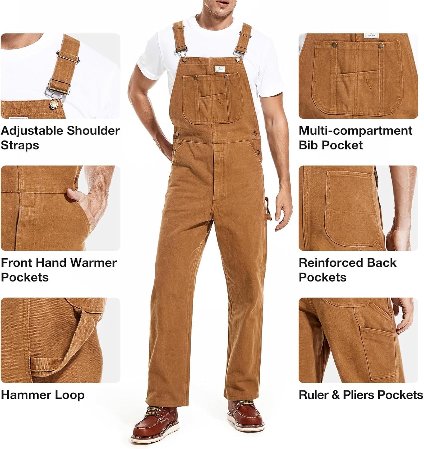 🔥CLEARANCE SALE🔥Men's Heavy-Duty Denim Bib Overalls – Adjustable Straps & Utility Pockets