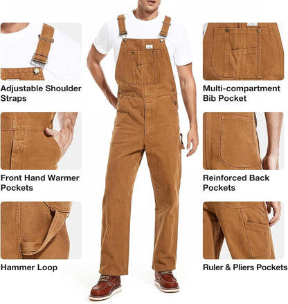 🔥CLEARANCE SALE🔥Men's Heavy-Duty Denim Bib Overalls – Adjustable Straps & Utility Pockets