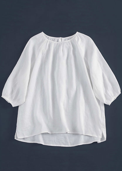 Simple Yellow Embroidered Low High Design T Shirt Three Quarter Sleeve