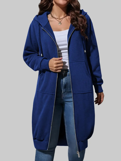 Women's Zip Up Fleece Hoodie Tunic Jacket