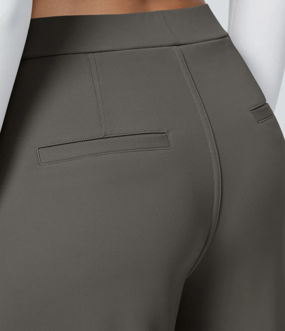 High Waisted Side Pocket Straight Leg Work Pants
