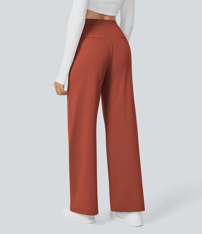 High Waisted Side Pocket Straight Leg Work Pants