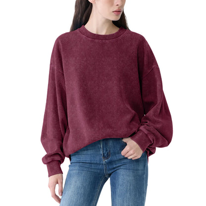 Oversized Waffle Sweatshirt Cotton Pullover