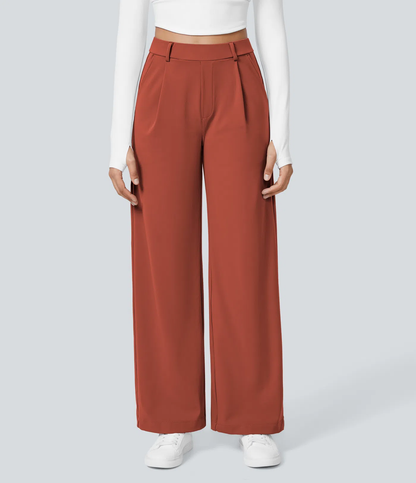 High Waisted Side Pocket Straight Leg Work Pants