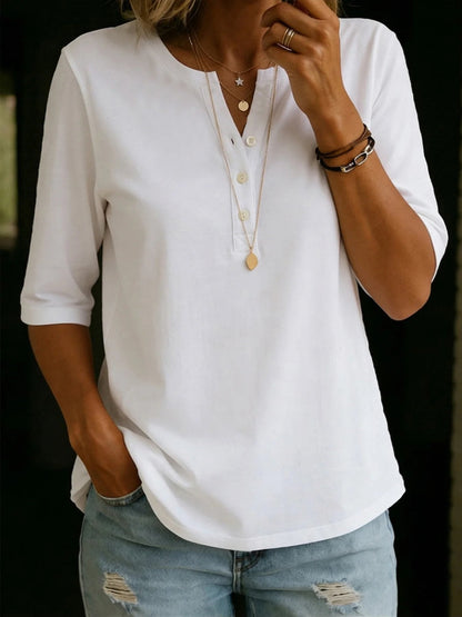 🔥2026! ! ! HOT SEAL- Classic Henley Collar 100% Cotton T-shirt