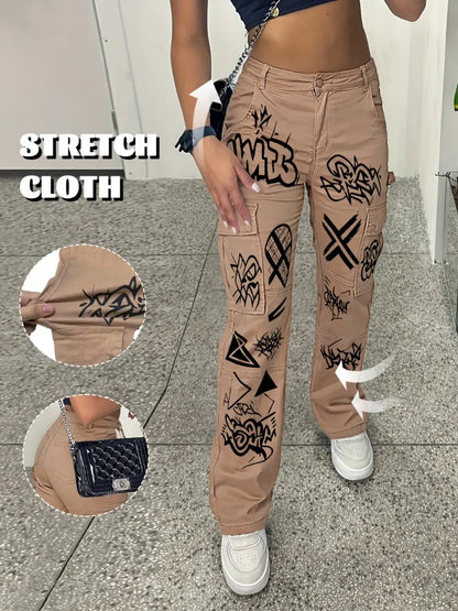 Women's High Waist Stretch Cargo Pants