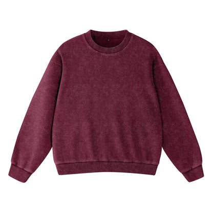 Oversized Waffle Sweatshirt Cotton Pullover