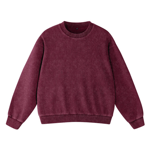 Oversized Waffle Sweatshirt Cotton Pullover