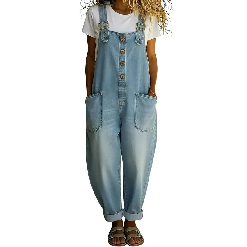 Women’s Vintage Denim Overalls – Relaxed Fit
