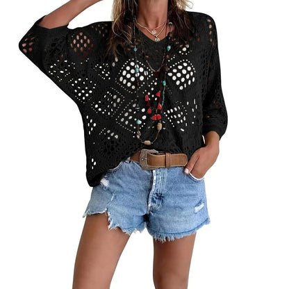 Final Sale🔥 Inspired Beige Crochet Top with V-Neck