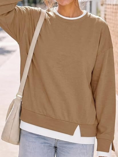 Women's Fake Two Piece Layered Crewneck Sweatshirt