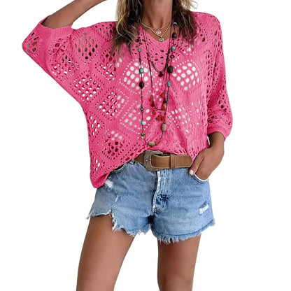 Final Sale🔥 Inspired Beige Crochet Top with V-Neck