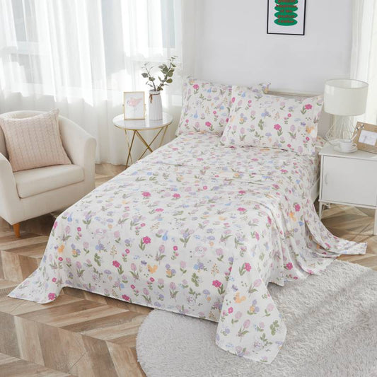 Kid's Bedding Sheet Set-Flowers Animal