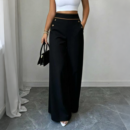 🌿🌿Limited-time offer-Must-Have👖 Contrast-Trim Wide-Leg Pants