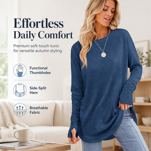 ⏳LAST DAY 🔥🍂Women's Casual Crewneck Top with Thumbholes