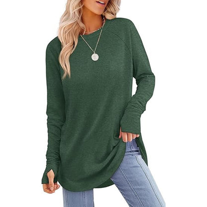 ⏳LAST DAY 🔥🍂Women's Casual Crewneck Top with Thumbholes