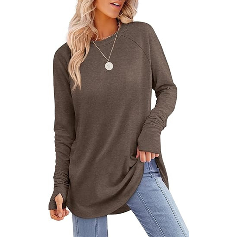 ⏳LAST DAY 🔥🍂Women's Casual Crewneck Top with Thumbholes